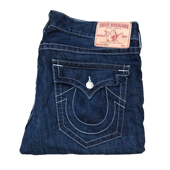 Vintage True Religion Jeans Size 38 RICKY Blue - Picture 1 of 5